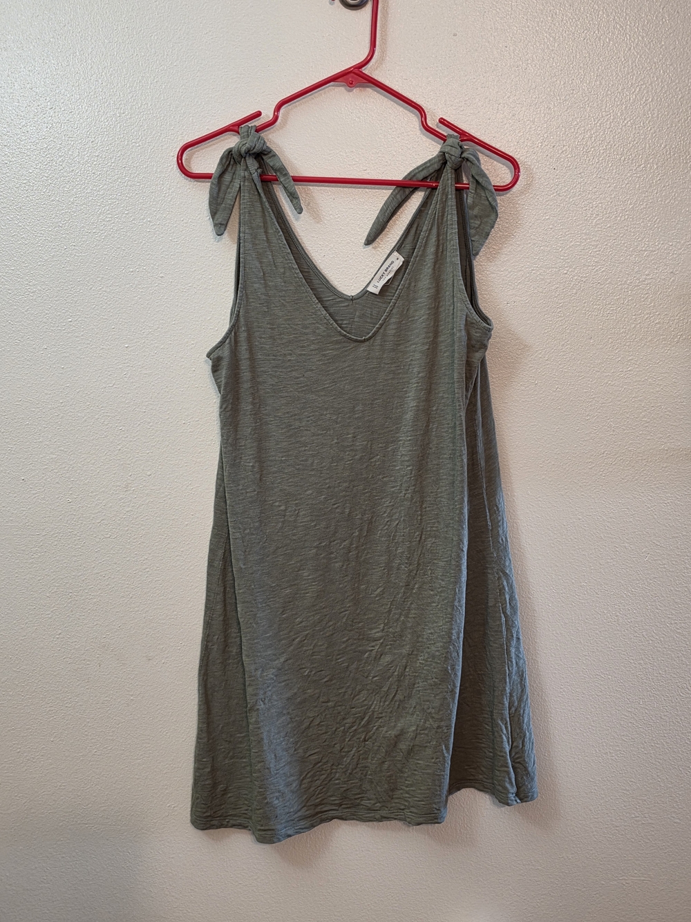 Lucky Brand Sage Green Tie-Shoulder Mini Dress